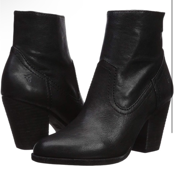 Frye Essa Bootie Black Leather Boho Western High Heel Ankle Bootie 7.5M - Picture 13 of 13